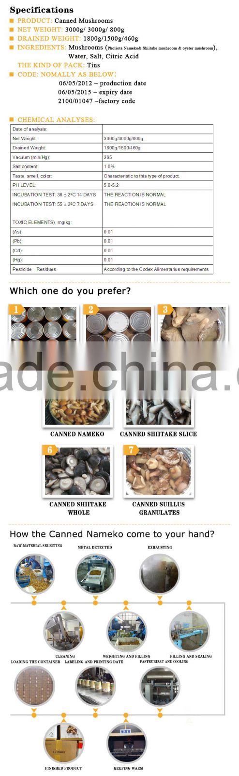 Supply Canned po-ku mushrooms whole & sliced