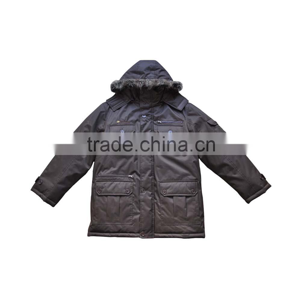 Winter men coat with fake fur hood
