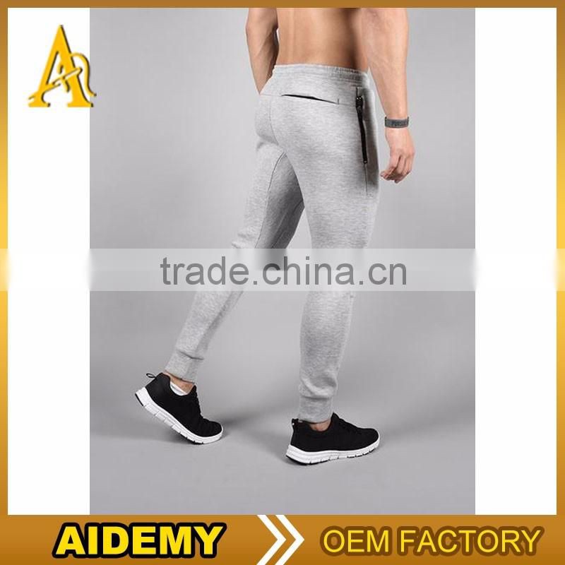 men Grey Tapered zipped side pocket fleece inside soft running jogger
