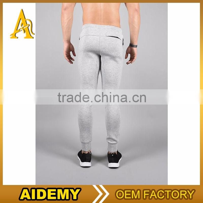 men Grey Tapered zipped side pocket fleece inside soft running jogger