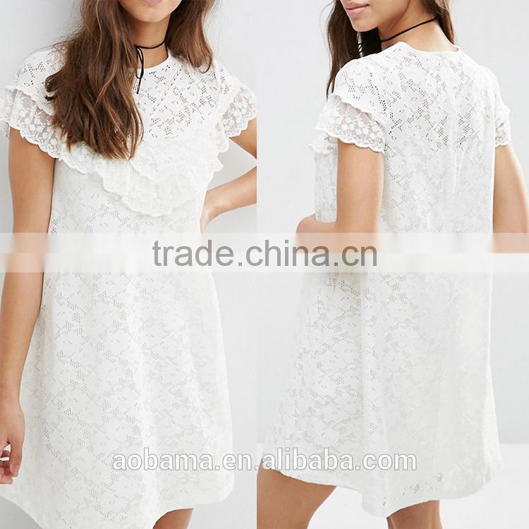 2017 Hot New arrival white lace casual fashion korean new frocks dress