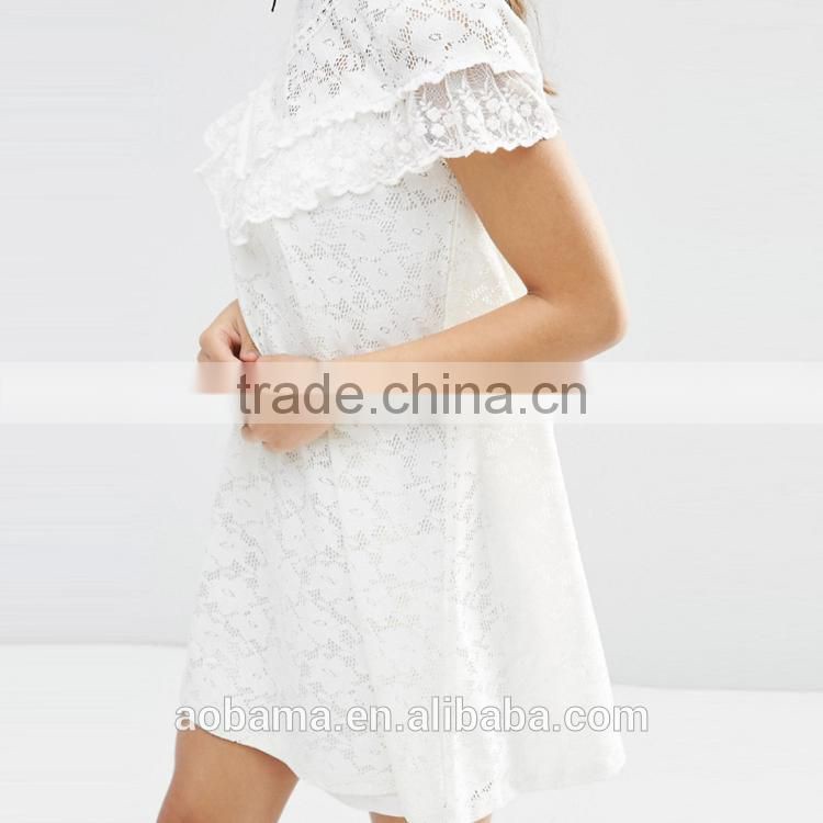 2017 Hot New arrival white lace casual fashion korean new frocks dress