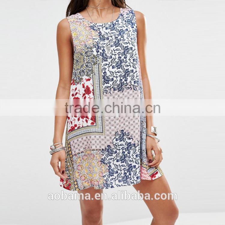 2017 New Fashion Women printed summer beach style womens dress