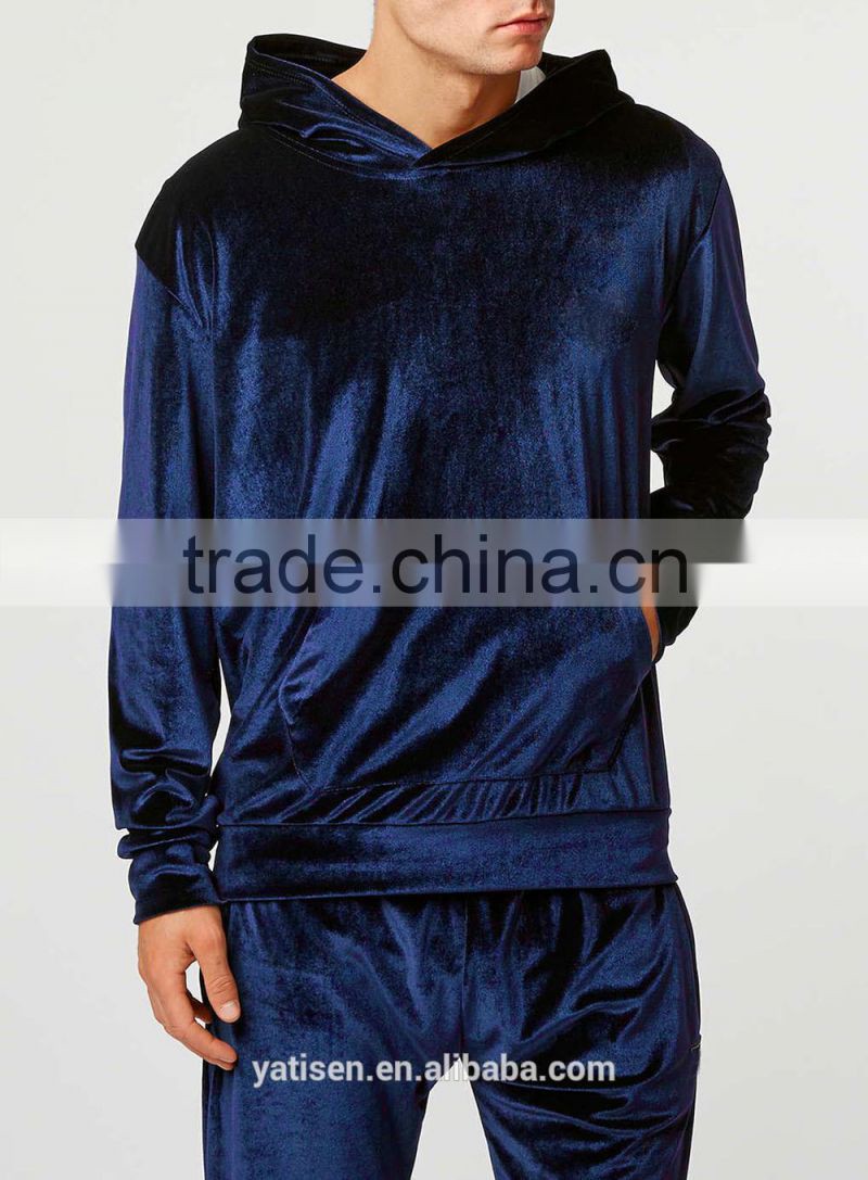 men's Navy Velvet Hoodies set 2016 best selling TOP quality athletic tailored mens velvet tracksuits