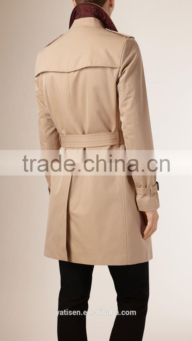 High End Twill Cotton Overcoat for Men 2016 New Design Thick Winter Quilting Windcoat