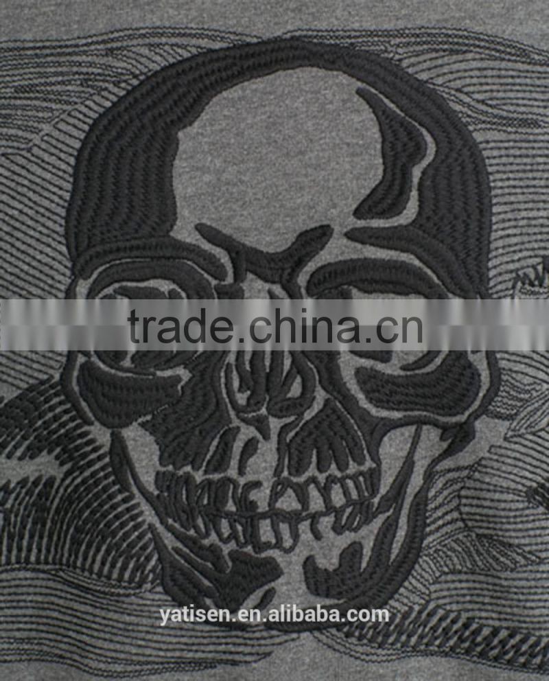 fashion design Skull embroidered sweatshirt with Round neck and Long sleeves custom logo mens hoody