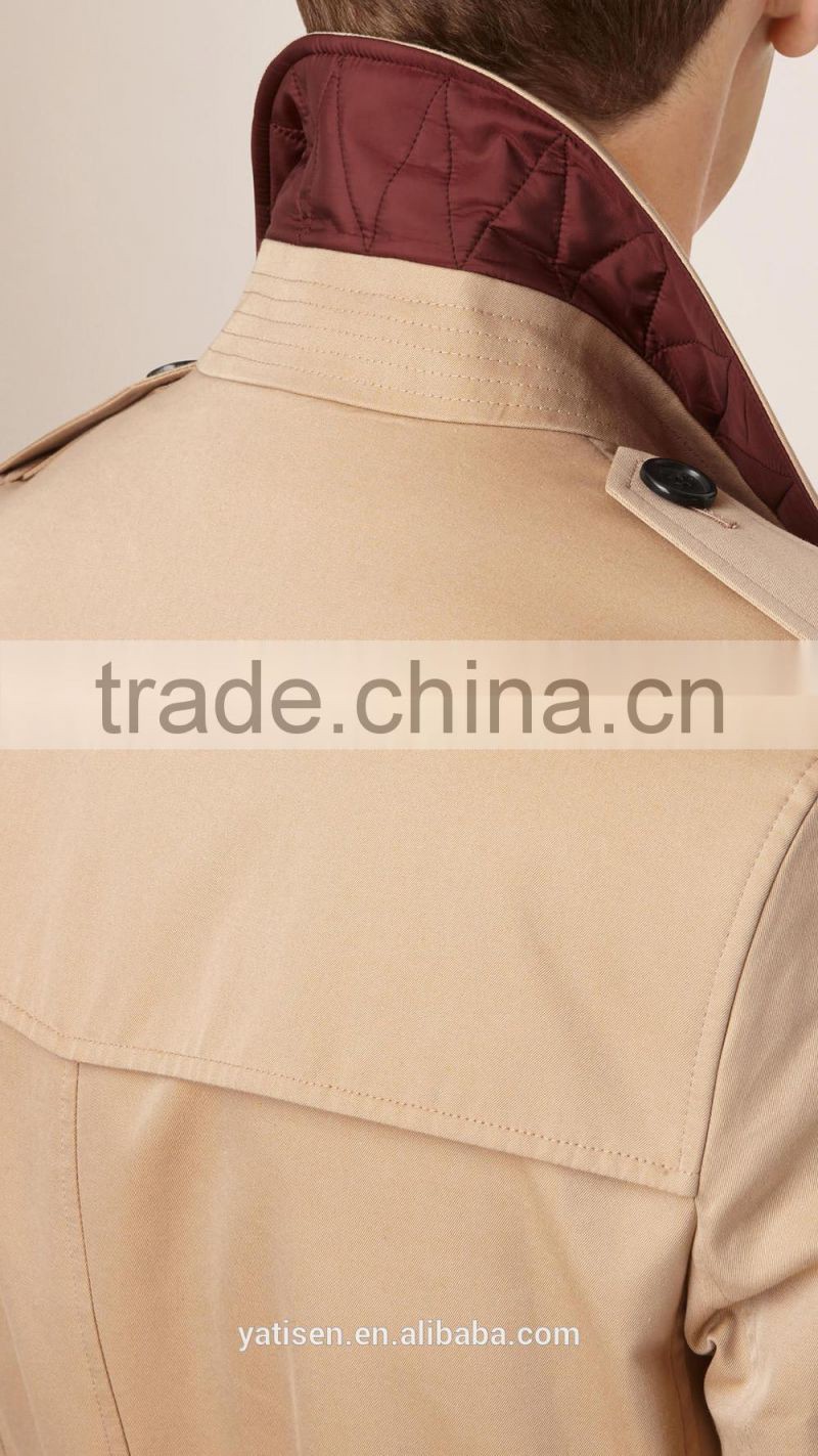 High End Twill Cotton Overcoat for Men 2016 New Design Thick Winter Quilting Windcoat