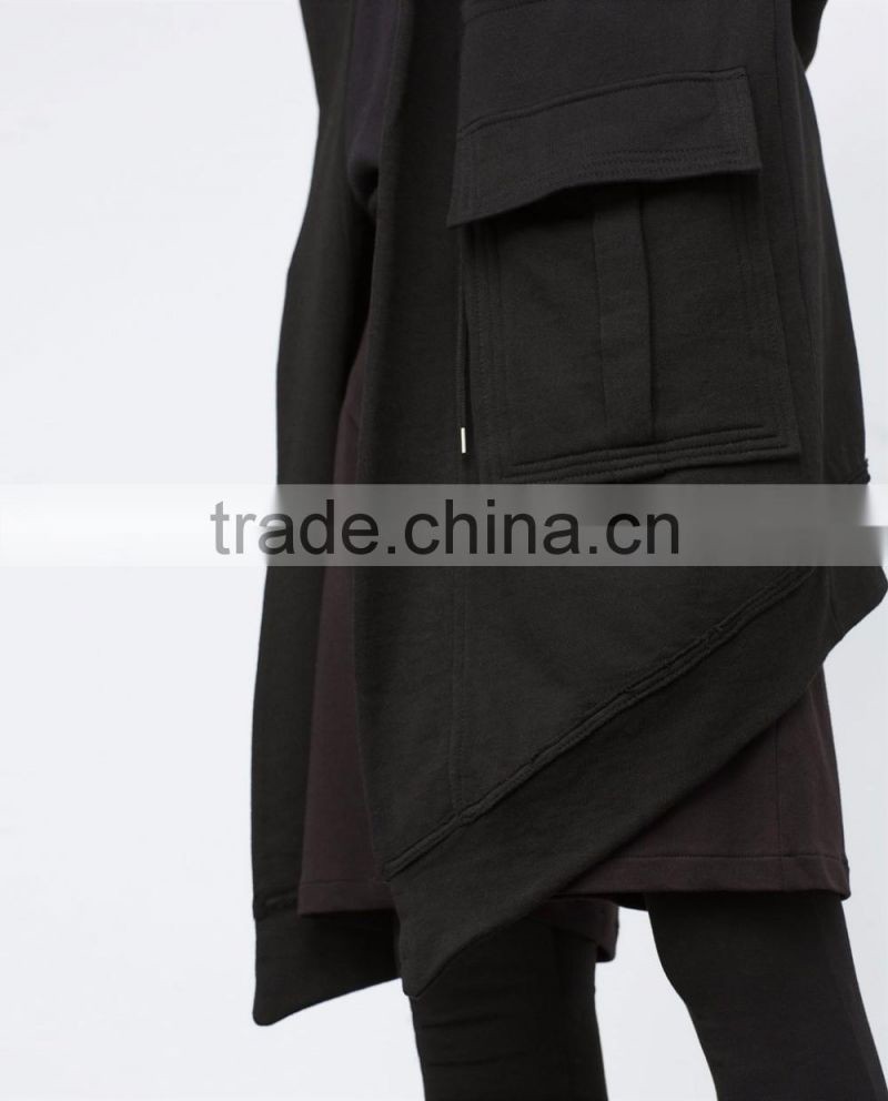 2016 new arrival mens long sleeves dark cape with hood wholesale custom coats