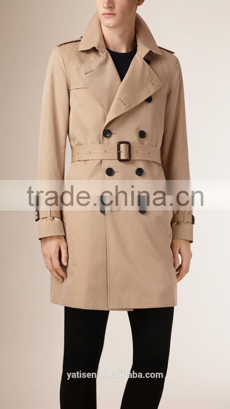 High End Twill Cotton Overcoat for Men 2016 New Design Thick Winter Quilting Windcoat