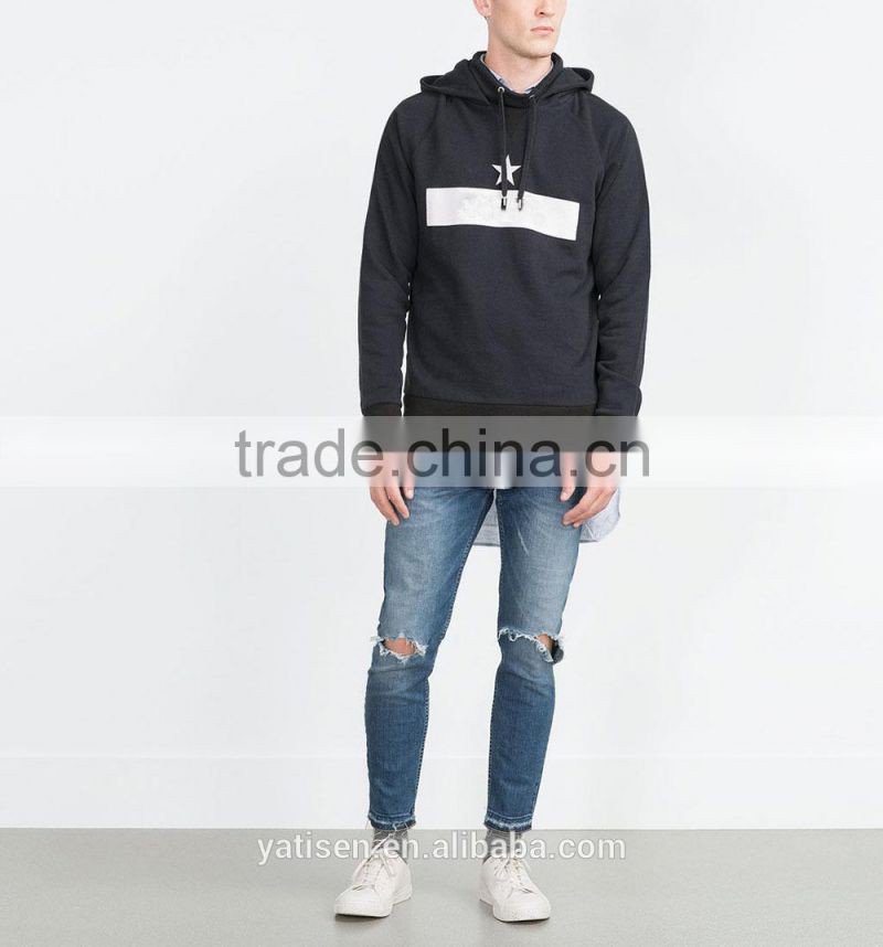 custom Funnel collar hooded sweatshirt with Long sleeves men hooded sweatshirt with printing logo