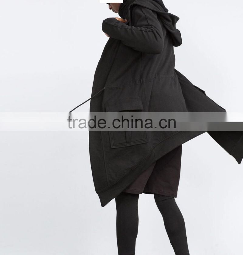 2016 new arrival mens long sleeves dark cape with hood wholesale custom coats