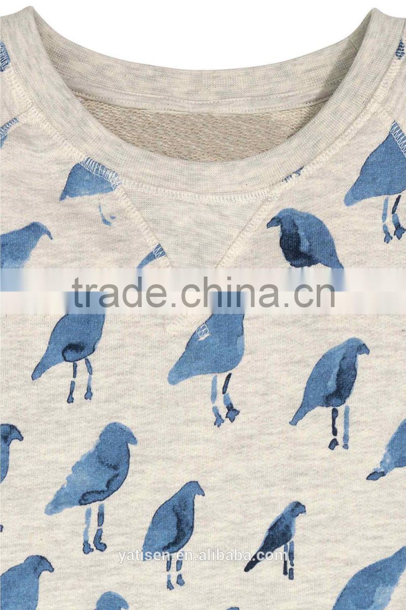 china fashion custom made fitness hoodies manufacturer birds pattern printed sweatshirt for men in stock
