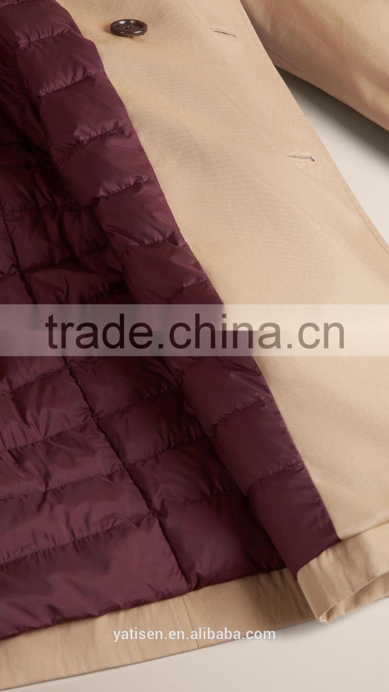 High End Twill Cotton Overcoat for Men 2016 New Design Thick Winter Quilting Windcoat