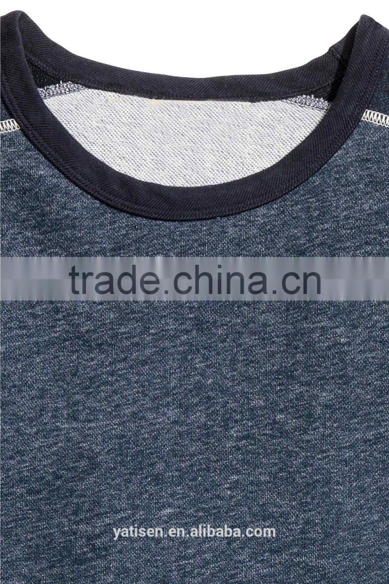 Color block men's sweatshirt factory price men's long sleeves hoodies without hood wholesale fashion sweatshirt