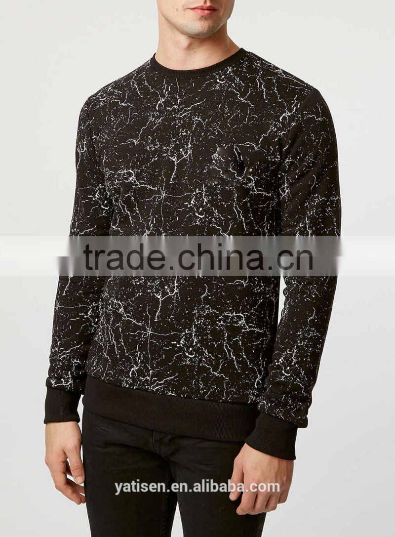 cool Crack pattern printing Sweatshirt for male custom fleece men pullover hoodies