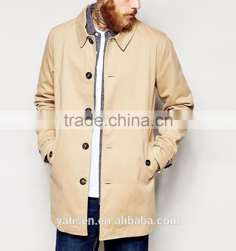 Men's wind break Jacket wholesale 2016 new arrival Spring middle-long cotton coat for men&OEM