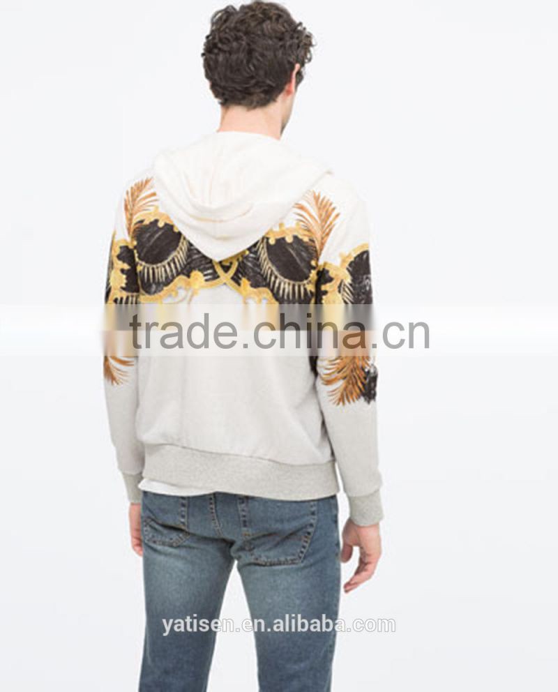 Printed open sweatshirt with hood and Zip fastening factory price bulk custom zip up hoodies from OEM manufacturers