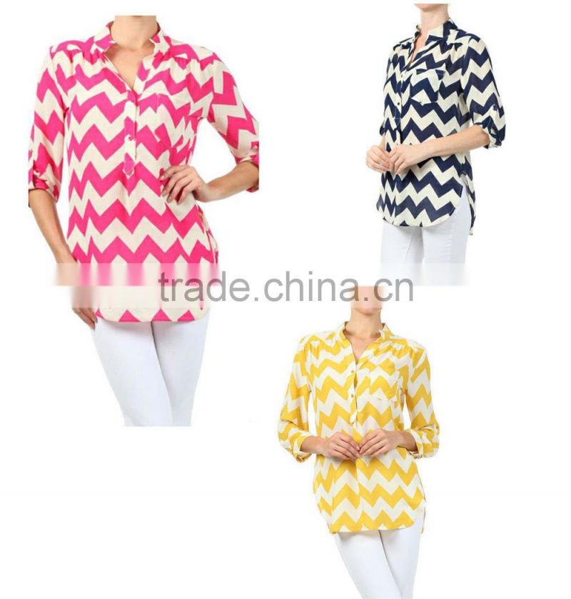 oem manufacturer latest designed long sleeve chevron women tunic