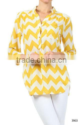 oem manufacturer latest designed long sleeve chevron women tunic