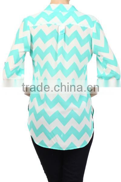 oem manufacturer latest designed long sleeve chevron women tunic