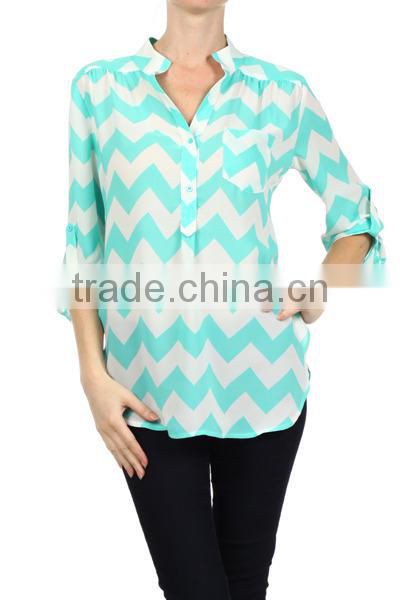 oem manufacturer latest designed long sleeve chevron women tunic