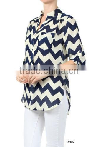 oem manufacturer latest designed long sleeve chevron women tunic
