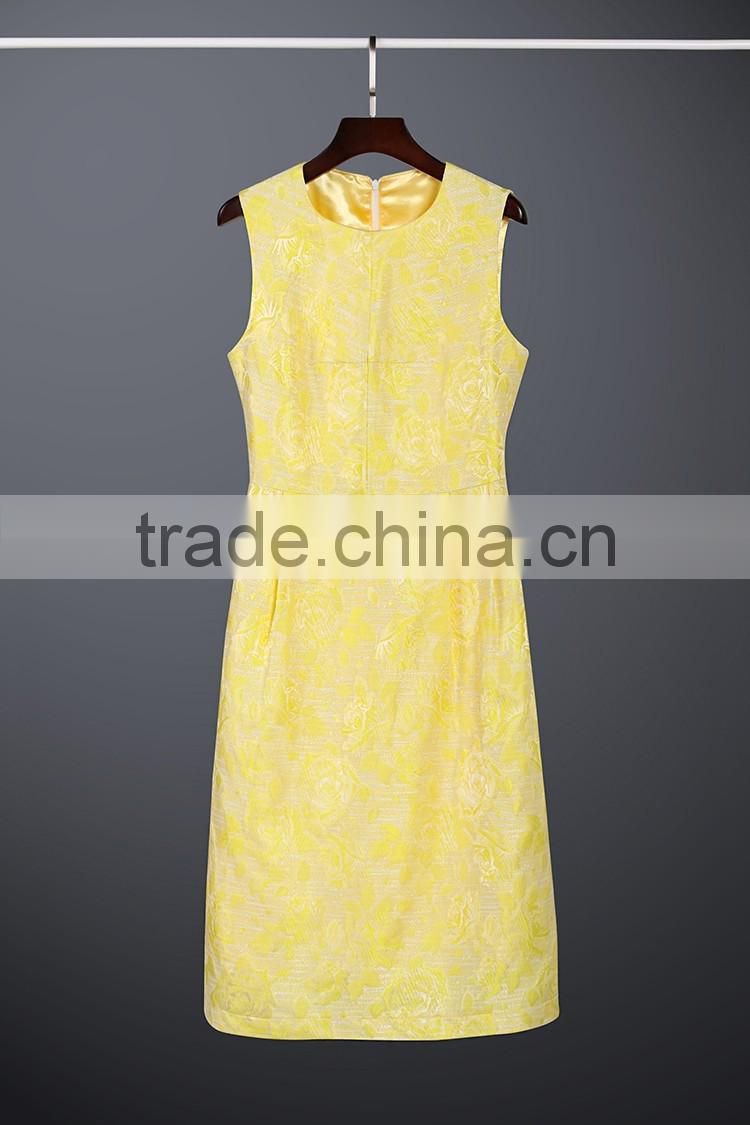 Jacquard Lace floral pattern vintage sleeveless dress for women with two layers