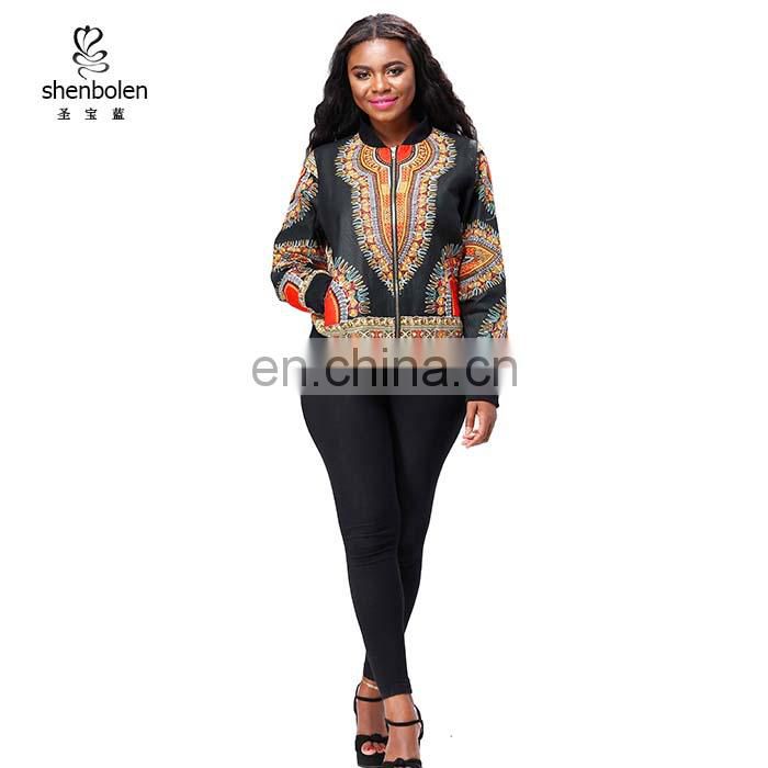 Wholesale African women clothing wax print dashiki African bomber jackets