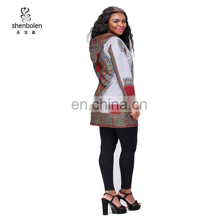 OEM Service Dashiki African printed long sleeve hoodie African jackets in casual dresses