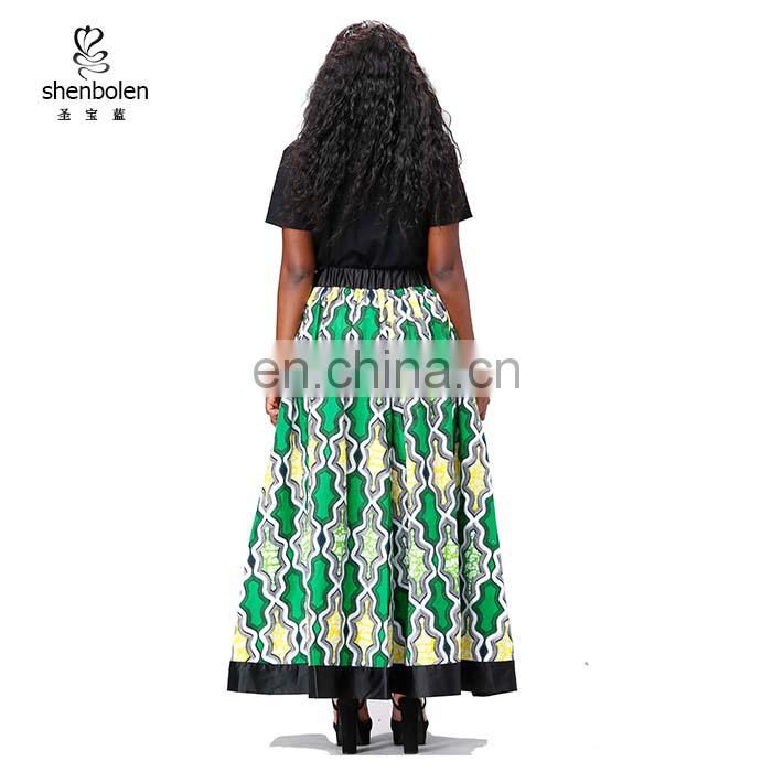 Customize African wholesale clothing placket front satin trim long skirts