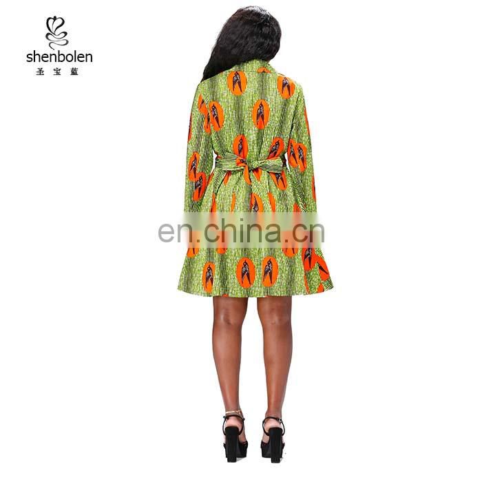 Dongguan Manufacturer African wax print women long sleeve lined winter coat shenbolen