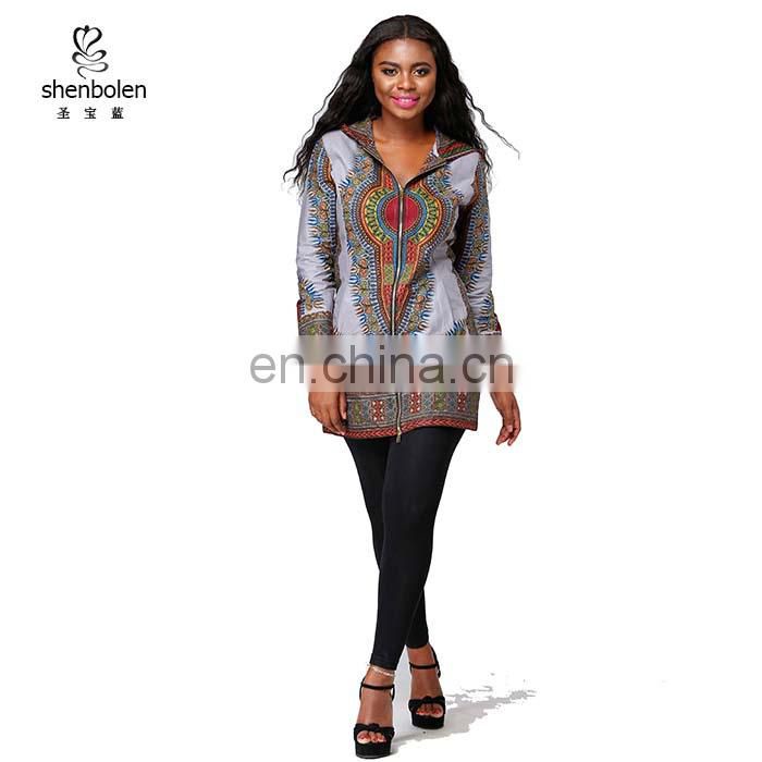 OEM Service Dashiki African printed long sleeve hoodie African jackets in casual dresses