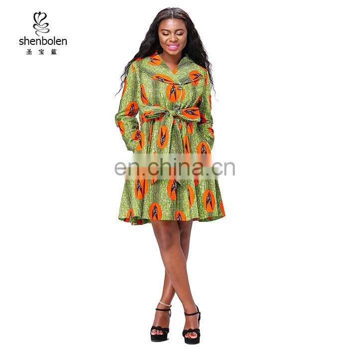 Dongguan Manufacturer African wax print women long sleeve lined winter coat shenbolen
