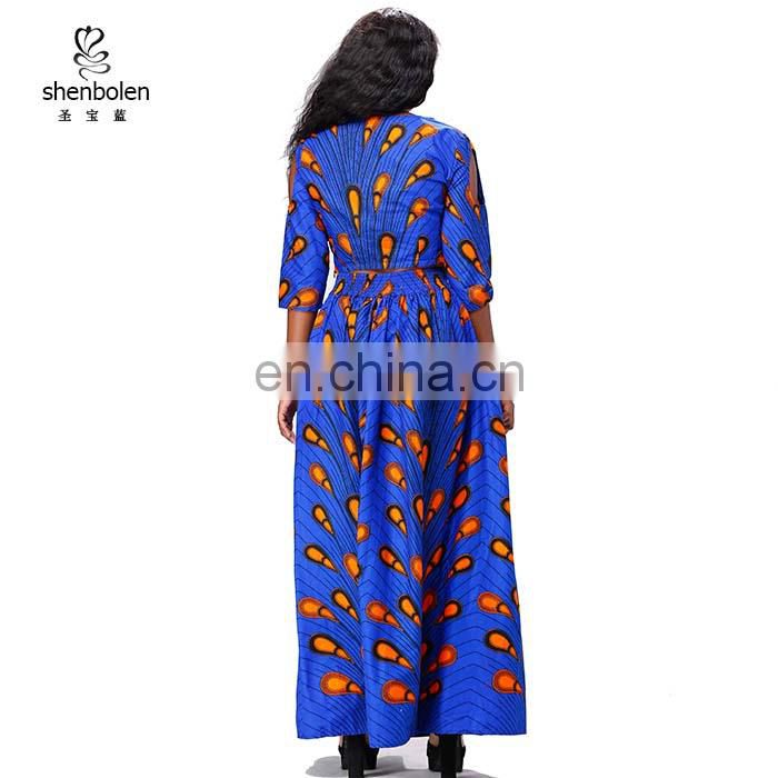 African dresses wax printed cotton peacock maxi skirt long sleeve top sets African clothes