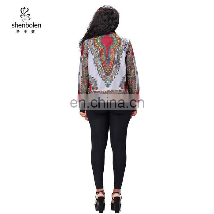 wholesale Dashiki printed African women clothing grey African bomber jackets
