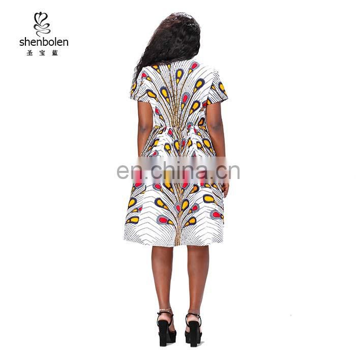 Wholesale african clothes wax print african kitenge designs white peacock african women dresses