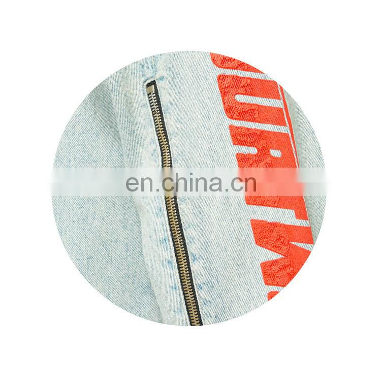 Latest Fashion Custom 100% Cotton Oversized Long Print Denim Jacket For Men