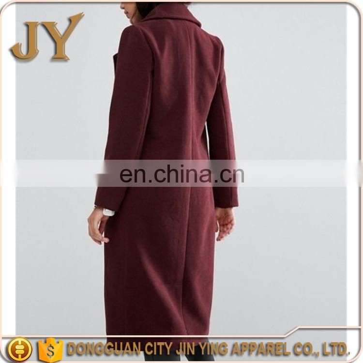 Ladies Garment Beautiful Long Burgundy Coats for Women Knee Length Jackets for Girls OEM Service Supplier Overcoat