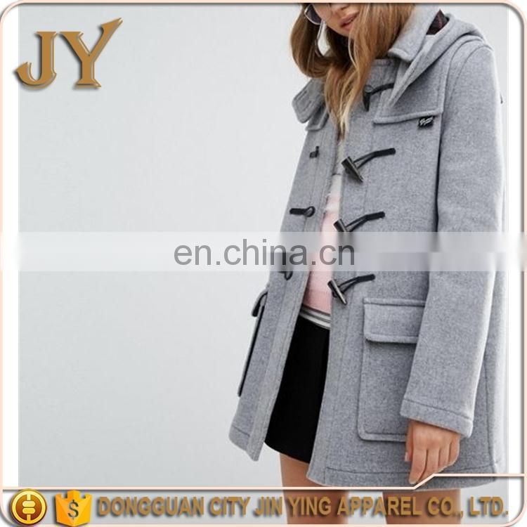 Dongguan Humen Wholesale Factory Detachable Hood Classic Duffle Toggle Placket Coats for Girl JYABC017