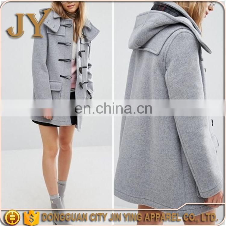 Dongguan Humen Wholesale Factory Detachable Hood Classic Duffle Toggle Placket Coats for Girl JYABC017