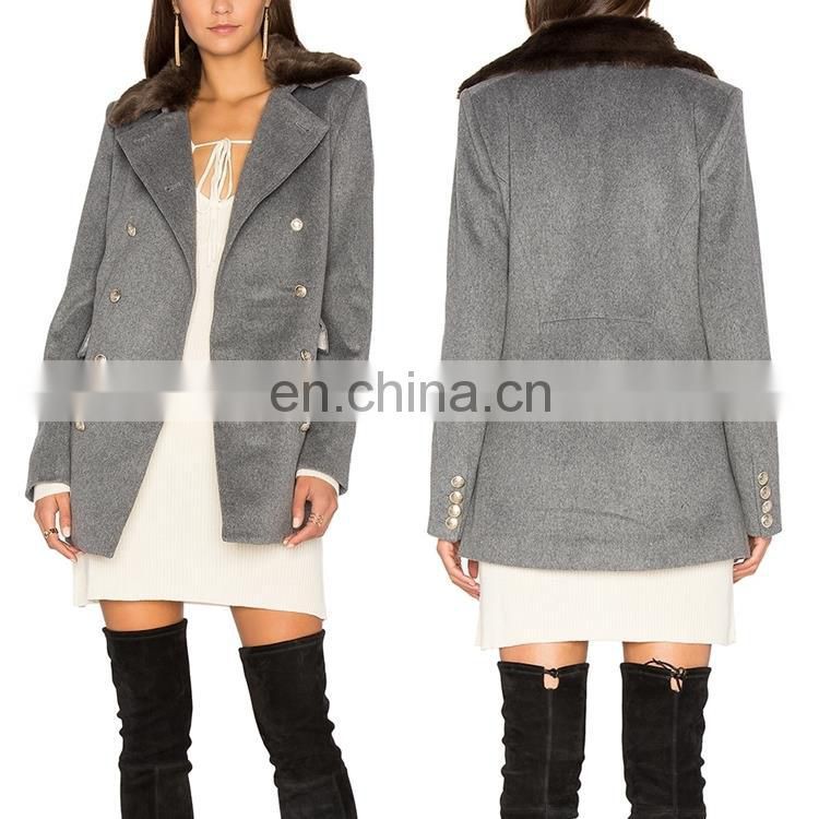 ladies fashion clothing grey life jacket ladies long coats black fur collar winter coat