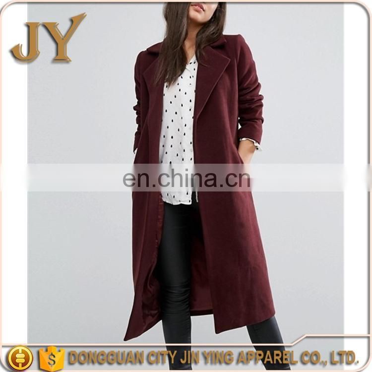 Ladies Garment Beautiful Long Burgundy Coats for Women Knee Length Jackets for Girls OEM Service Supplier Overcoat