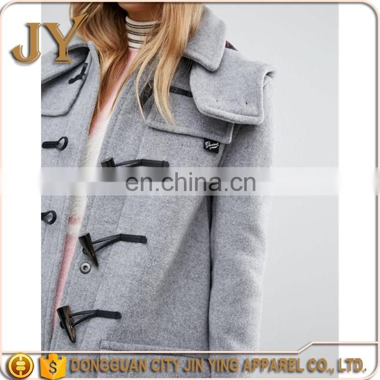 Dongguan Humen Wholesale Factory Detachable Hood Classic Duffle Toggle Placket Coats for Girl JYABC017
