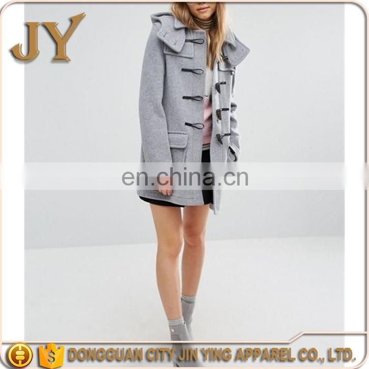 Dongguan Humen Wholesale Factory Detachable Hood Classic Duffle Toggle Placket Coats for Girl JYABC017