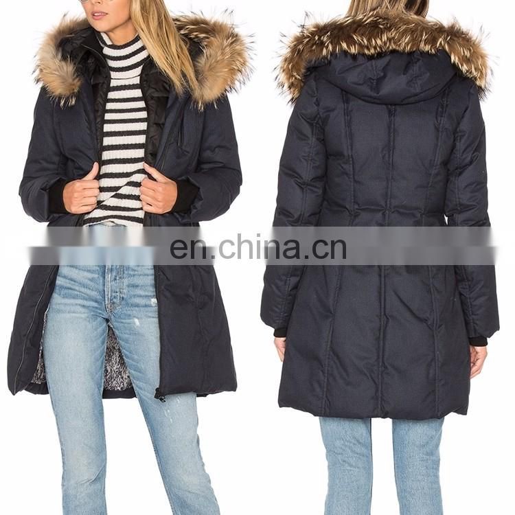 Women Winter Latest Picture Ladies Fashion Trench Coat with Waist Belt in Dongguan