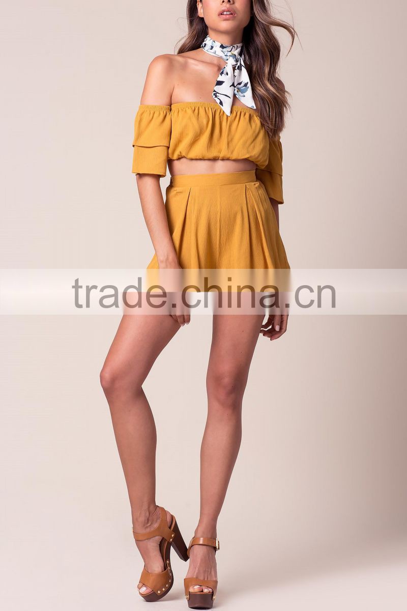 New design women high quality chiffon elastic waistband casual shorts