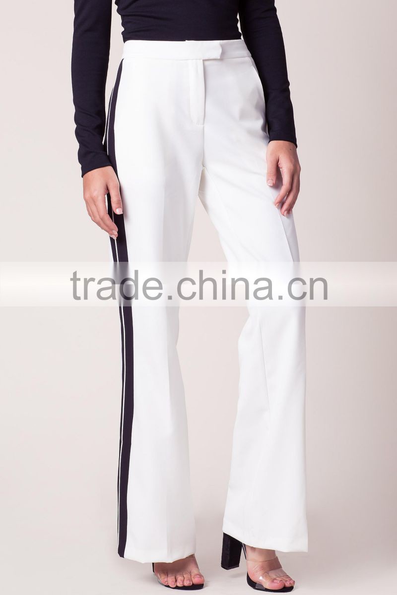 2017 New fashion women flared trousers contrast color pants
