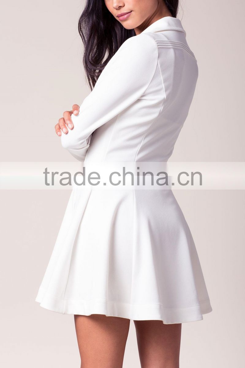 High quality 2017 office lady elegant flared long women coat and jacket