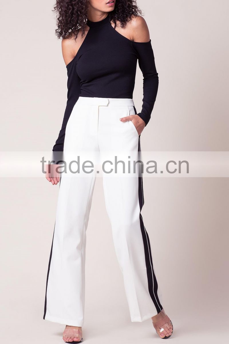 2017 New fashion women flared trousers contrast color pants