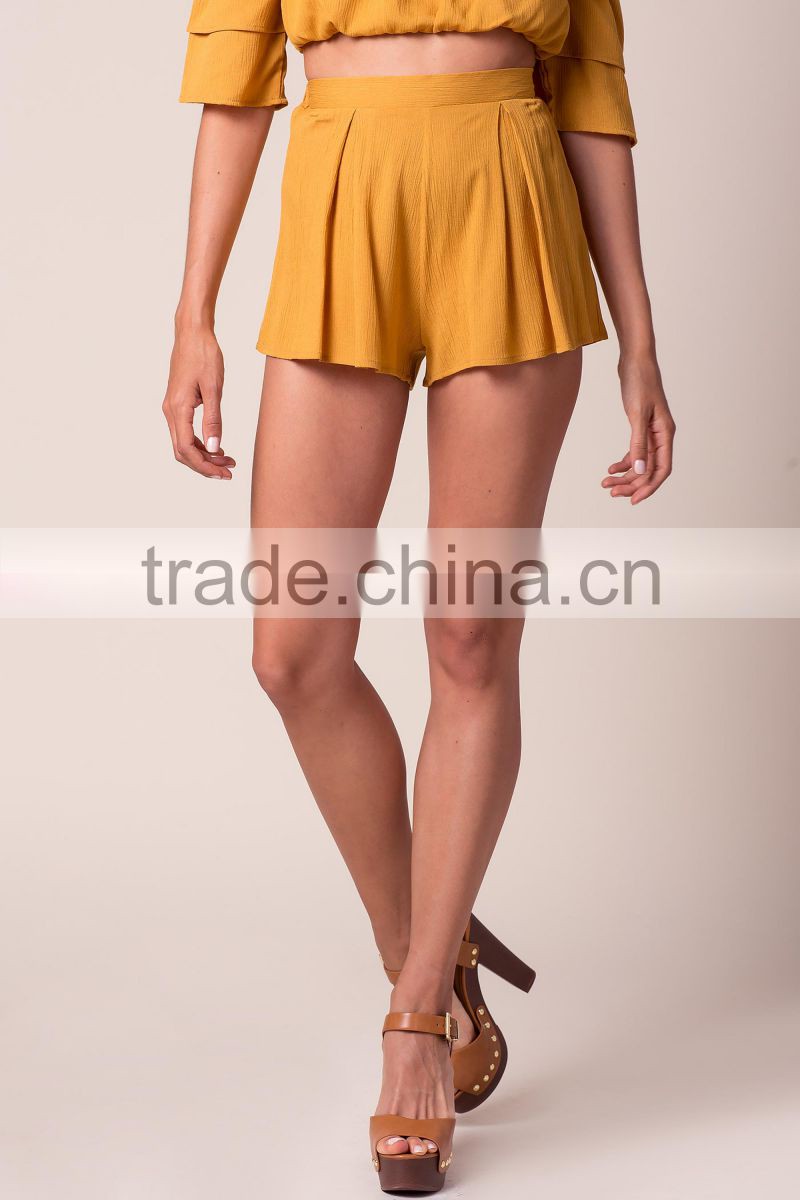 New design women high quality chiffon elastic waistband casual shorts